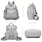 Premium Genuine Leather Womens Backpack - Brown