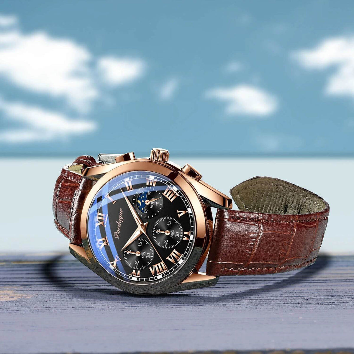Men's Analog Leather Band Watch