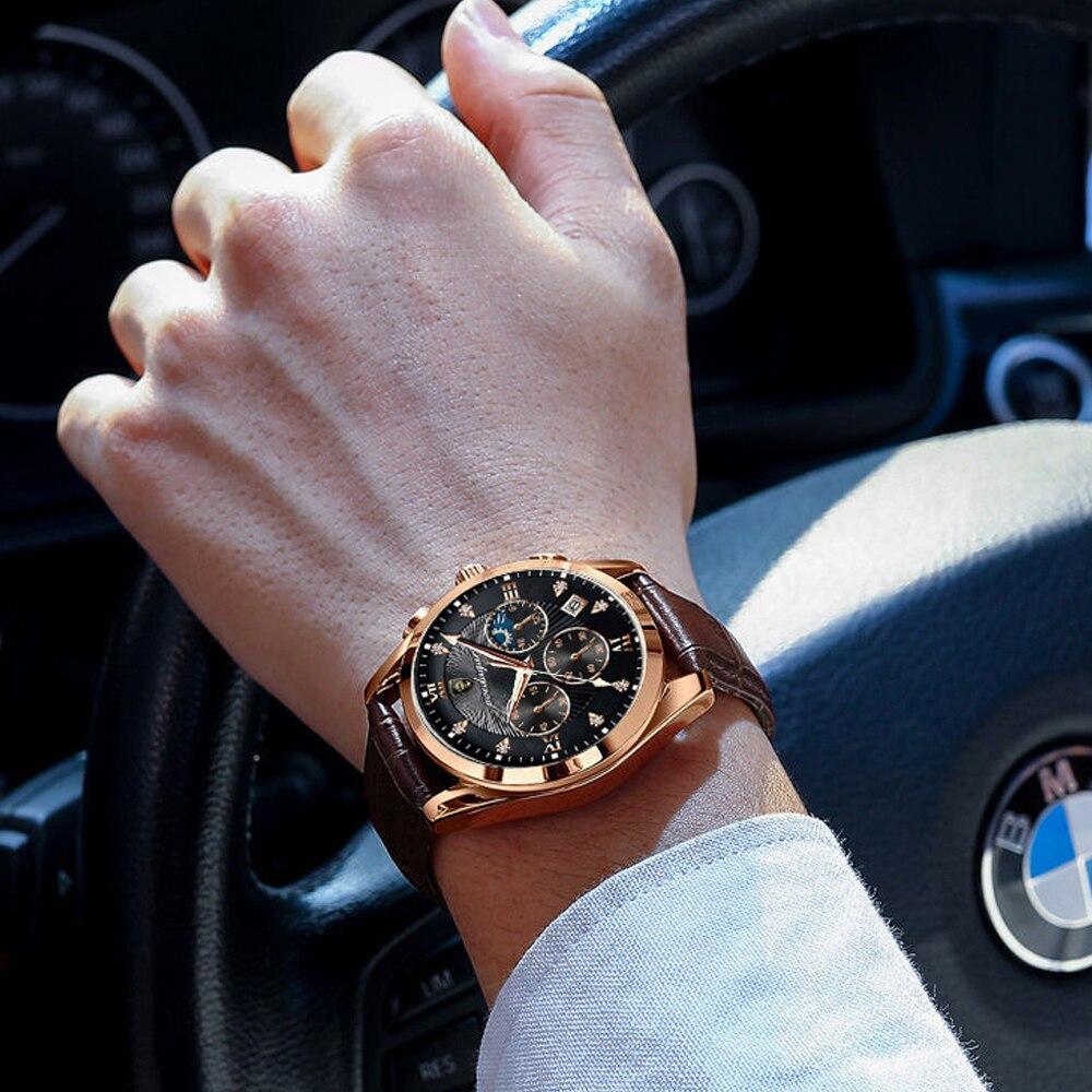 Men's Analog Leather Band Watch