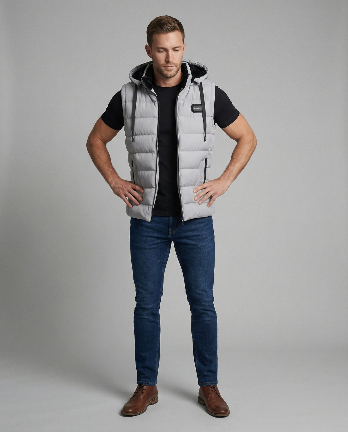 Quilted Puffer Vest with Hood