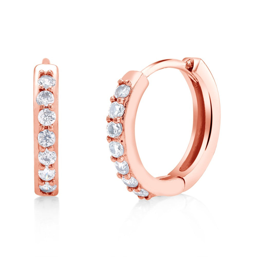 Cubic Zirconia Gold Plated Huggie Earrings