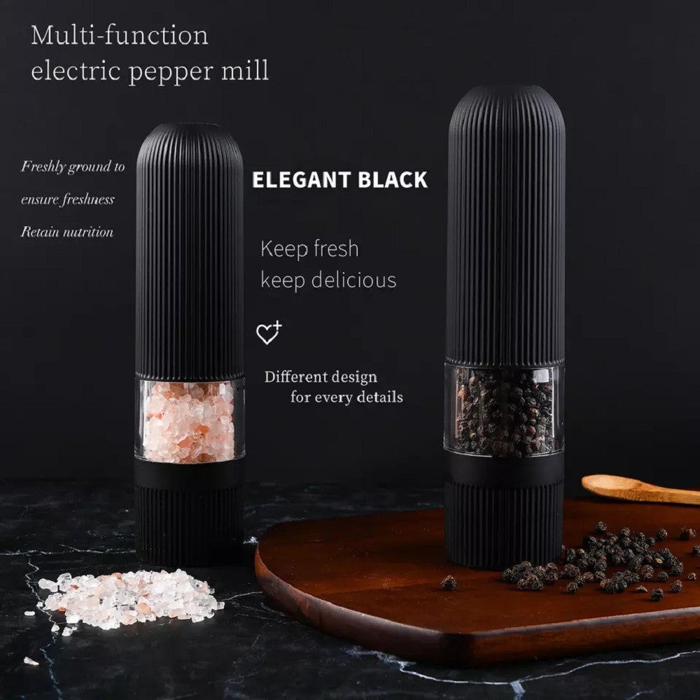 Nuvita 2 Pack Black and White Electric Salt and Pepper Grinder Soft Feel