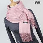 Unisex Fine Wool Cashmere Tasseled Scarf