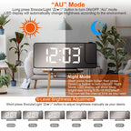 Projection Alarm Clock LED Digital Alarm Clock with Dual Alarms Snooze