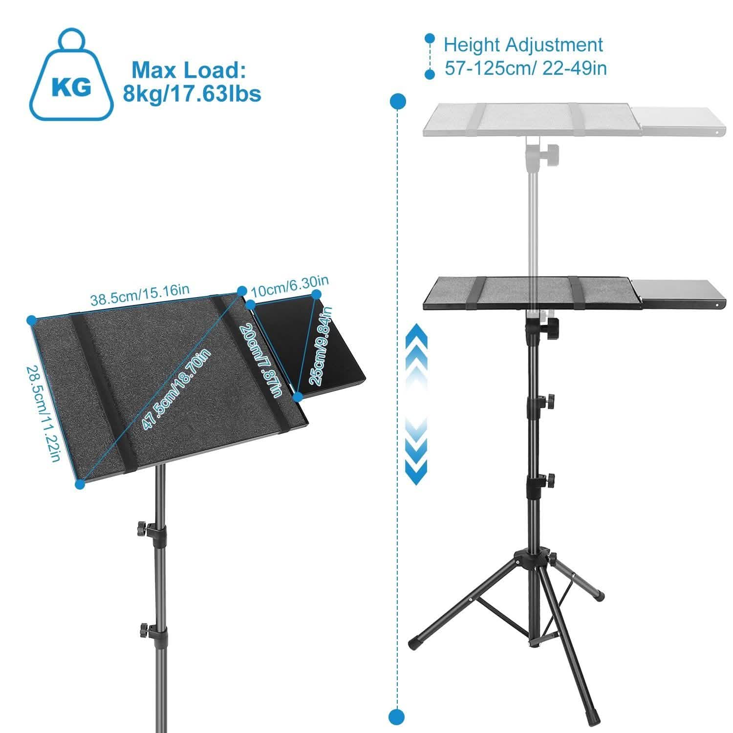 Projector Tripod Stand Folding with Height Tilt Adjustment