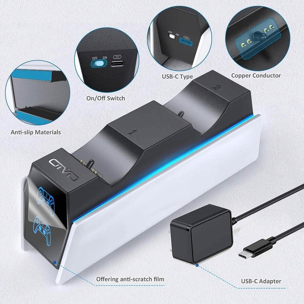 PS5 Controller Charger Station with Fast Charging AC Adapter 5V/3A  (Refurbished)
