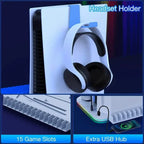 PS5 Cooling Stand with 3-Speed Adjustable Fan, RGB Lights, and Compact Design for PS5 Slim, Digital