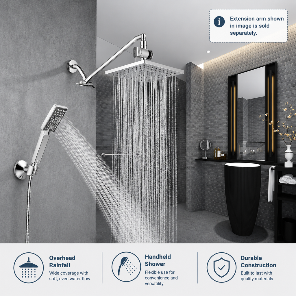 Dual Shower Head-Rain Shower Head with Handheld Shower Set, Diverter