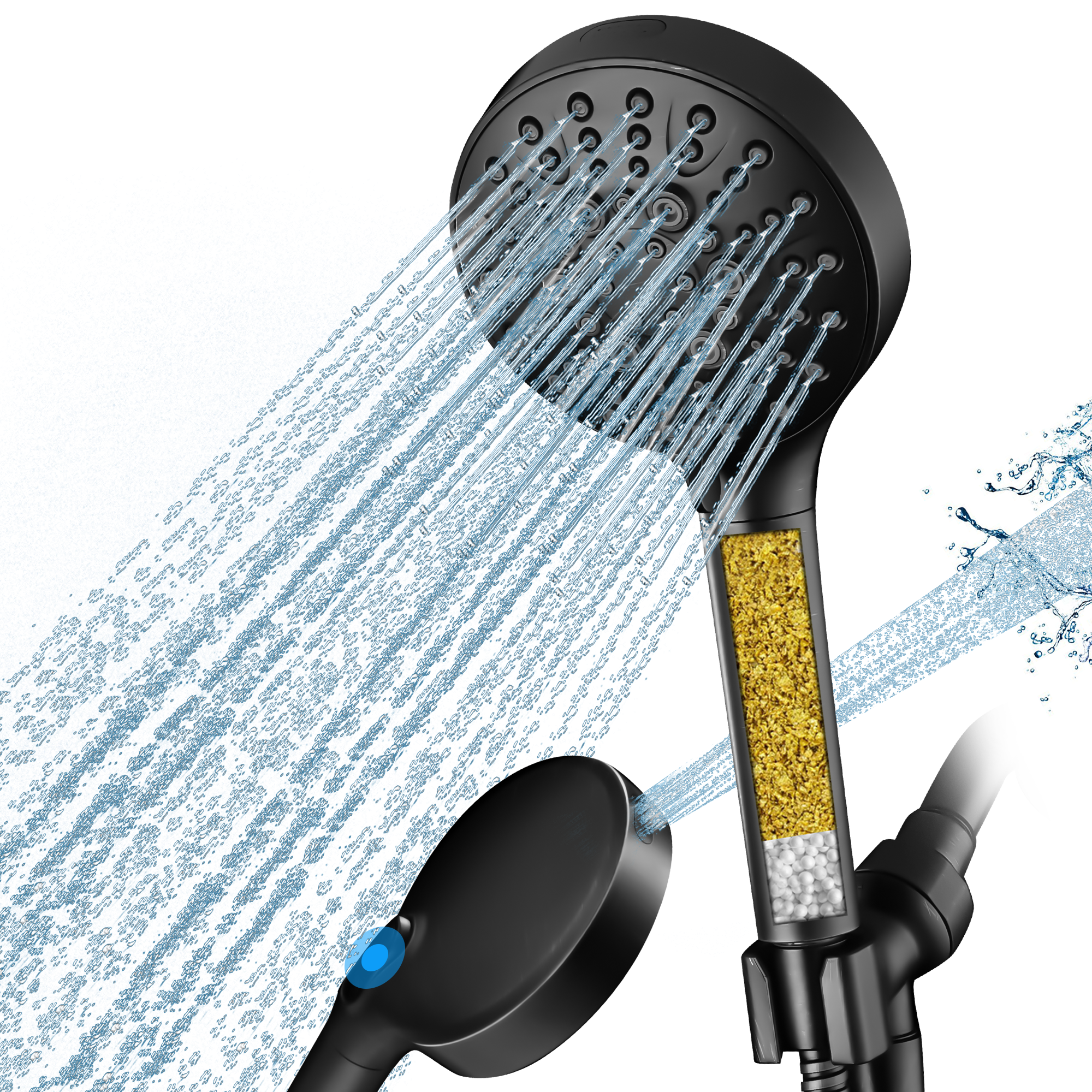 Filtered Shower Head with Handheld, High Pressure 9-Spray Showerhead with Hose and Bracket