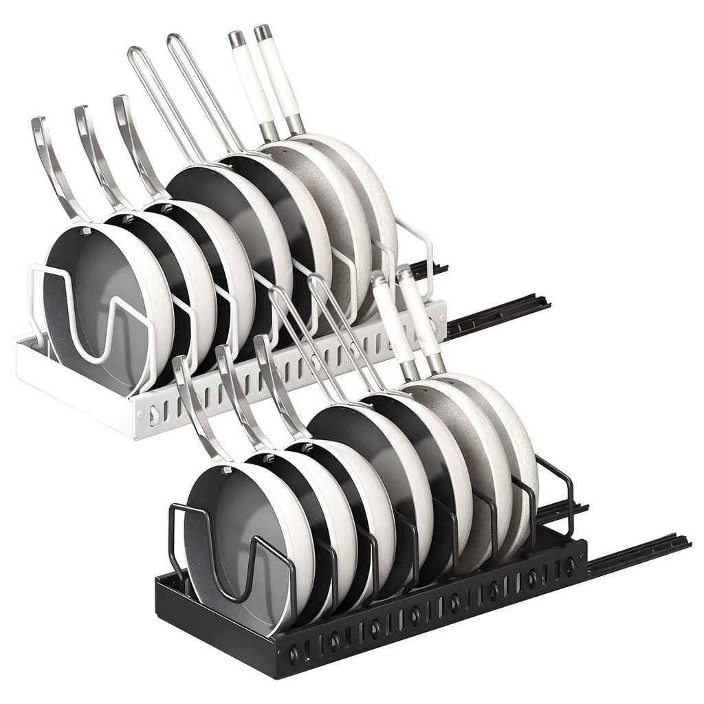 Pull Out Pots and Pans Organizer with 8 Adjustable Dividers