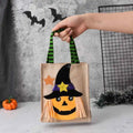 Halloween Treat Bag with Pumpkin Cat Witch and Skull Design