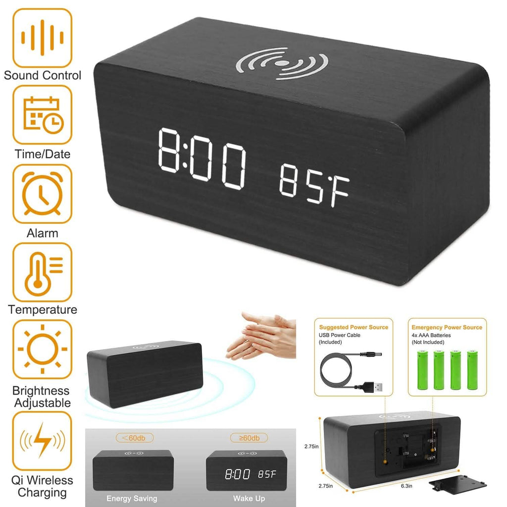 Qi Wireless Charger Digital Alarm Clock