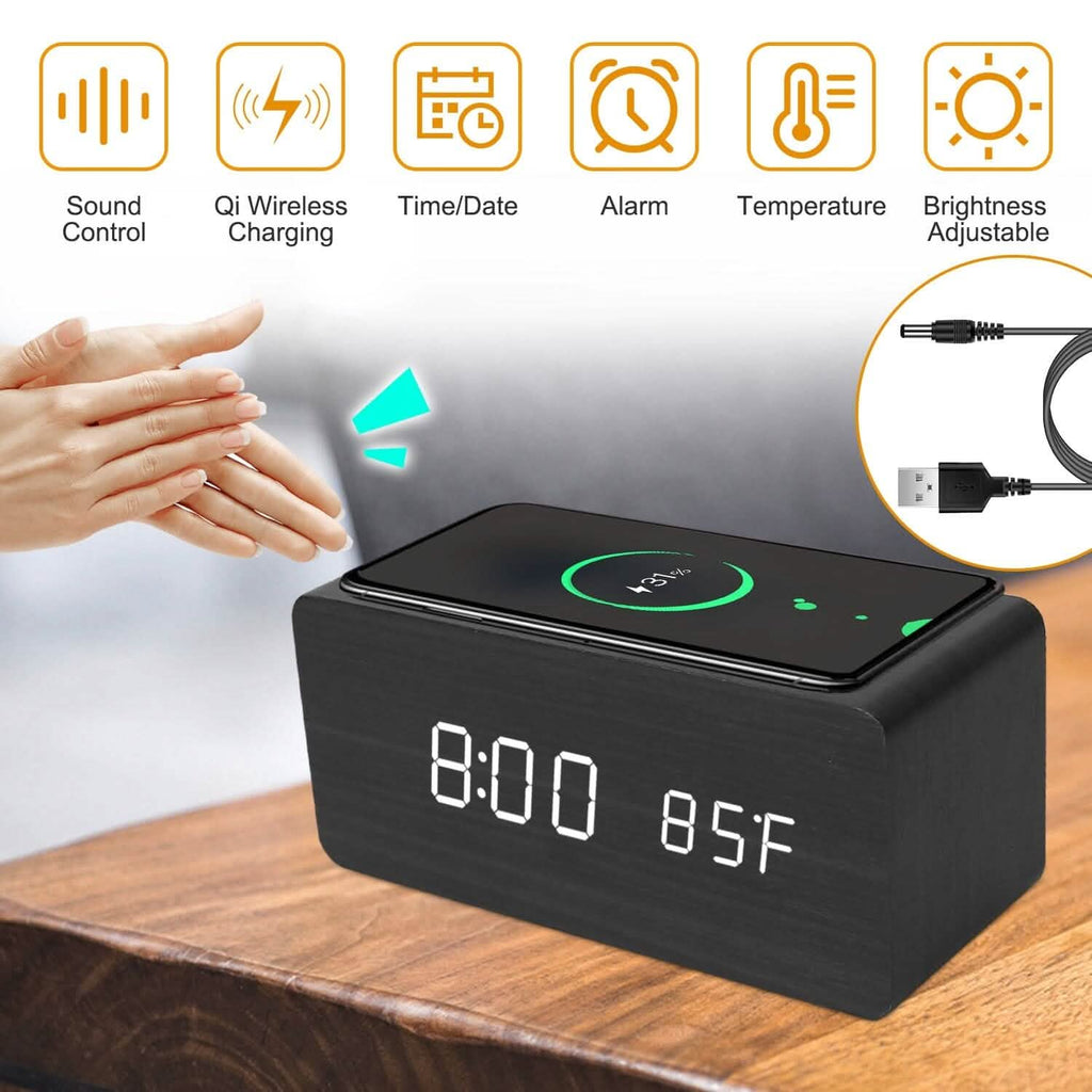 Qi Wireless Charger Digital Alarm Clock