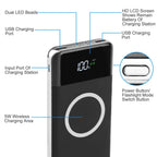Qi Wireless Station 10000mAh Powerbank with 4 Modes Flashlight