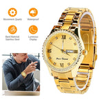 Quartz Watch Luxury Crystal Rhinestone Gold Steel