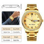 Quartz Watch Luxury Crystal Rhinestone Gold Steel