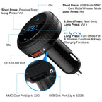 Quick Charge 3.0 Car Charger Wireless 4.2 FM Transmitter 23W 3A Dual USB