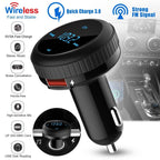 Quick Charge 3.0 Car Charger Wireless 4.2 FM Transmitter 23W 3A Dual USB