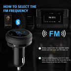 Quick Charge 3.0 Car Charger Wireless 4.2 FM Transmitter 23W 3A Dual USB