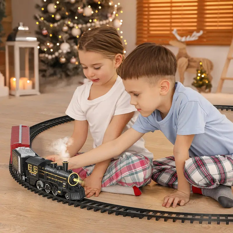 Electric Train Set: Battery-Powered with Authentic Sounds & Easy Track Assembly