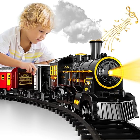 Electric Train Set: Battery-Powered with Authentic Sounds & Easy Track Assembly