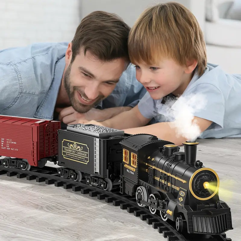 Electric Train Set: Battery-Powered with Authentic Sounds & Easy Track Assembly
