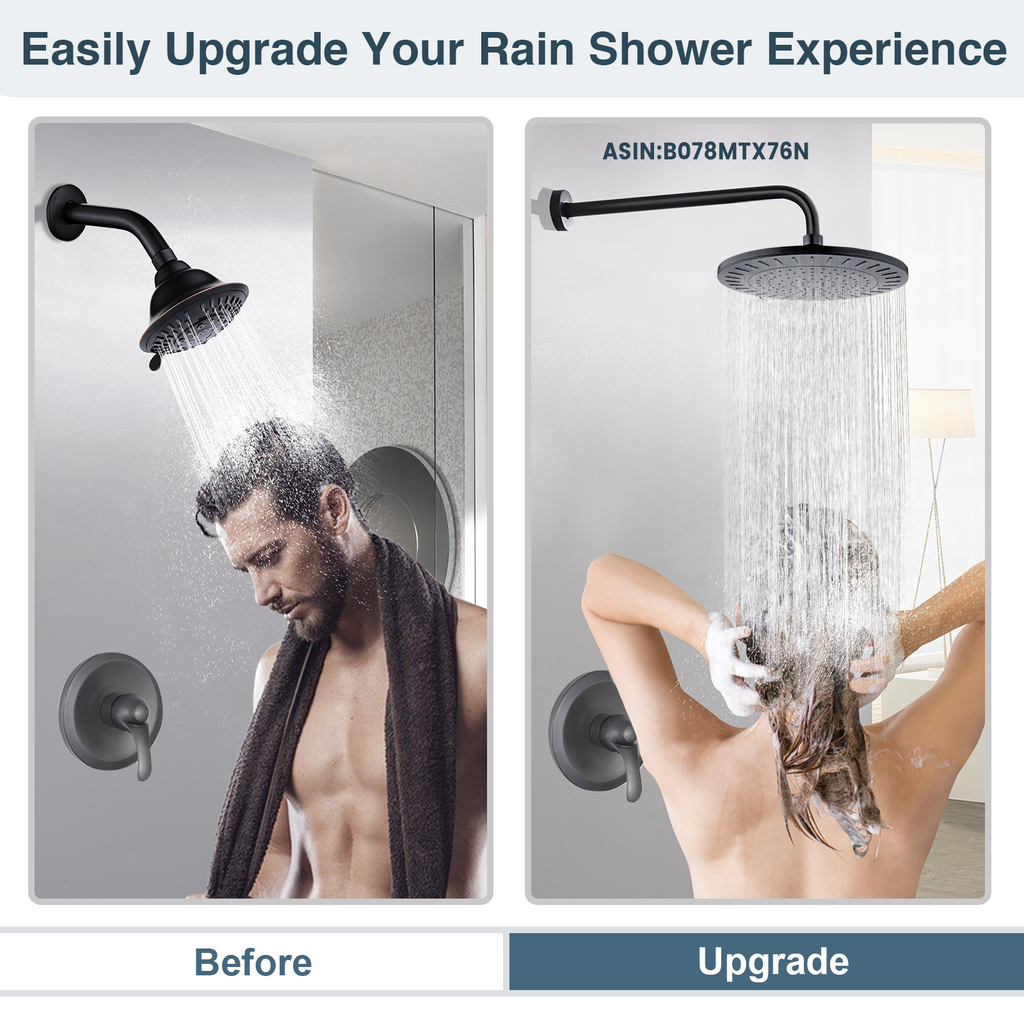 Bright Showers Waterfall Shower Head with Adjustable Angle and Anti-clogging Silicone Nozzles,9 inch