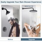 Bright Showers Waterfall Shower Head with Adjustable Angle and Anti-clogging Silicone Nozzles,9 inch