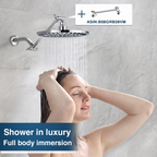 Bright Showers Waterfall Shower Head with Adjustable Angle and Anti-clogging Silicone Nozzles,9 inch