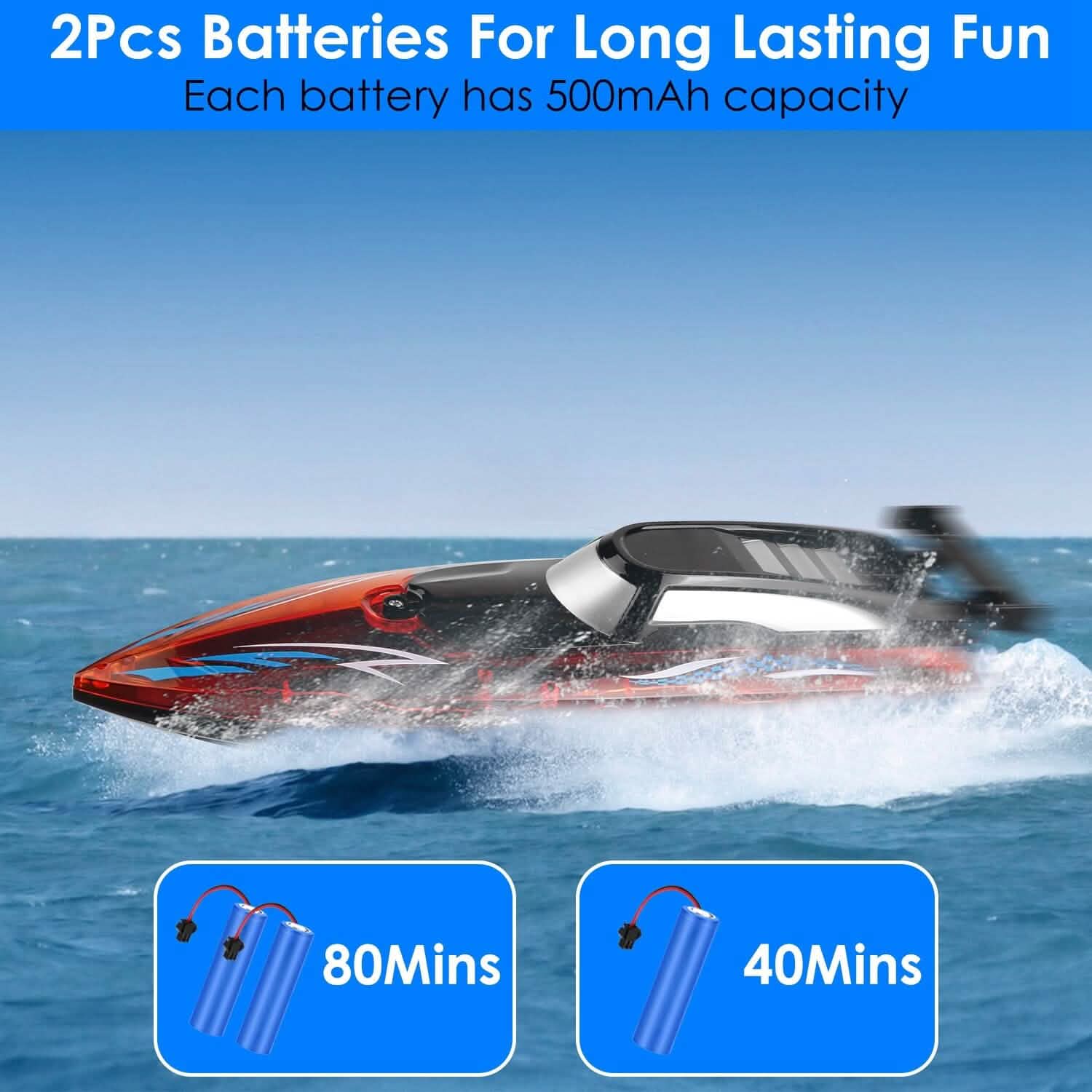 RC Boat with Colorful LED Light 10KM/H