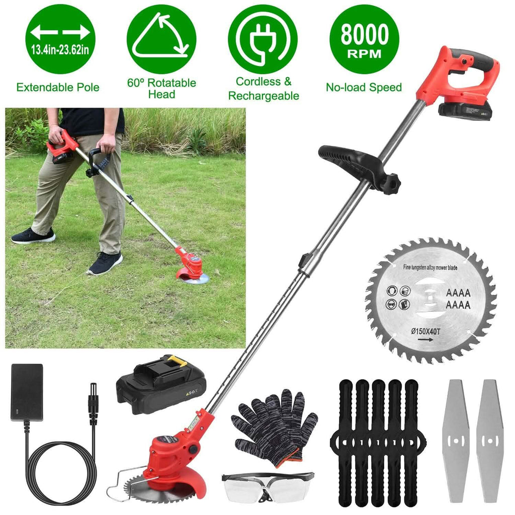 Rechargeable Electric Cordless Grass Trimmer with Alloy Saw Blade