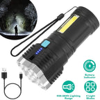 Rechargeable Flashlight LED Floodlight Torch with Strap Super Bright Flashlight