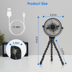 Rechargeable Handheld Fan with Flexible Tripod