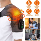 Rechargeable Heated Shoulder Wrap Massager Shoulder Brace Support with 3 Heating Levels