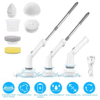 Rechargeable Telescopic Cleaning Brush 6 Replaceable Heads 2 Speed Adjustable Extension Arm