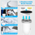Rechargeable Telescopic Cleaning Brush 6 Replaceable Heads 2 Speed Adjustable Extension Arm