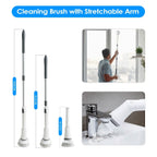 Rechargeable Telescopic Cleaning Brush 6 Replaceable Heads 2 Speed Adjustable Extension Arm