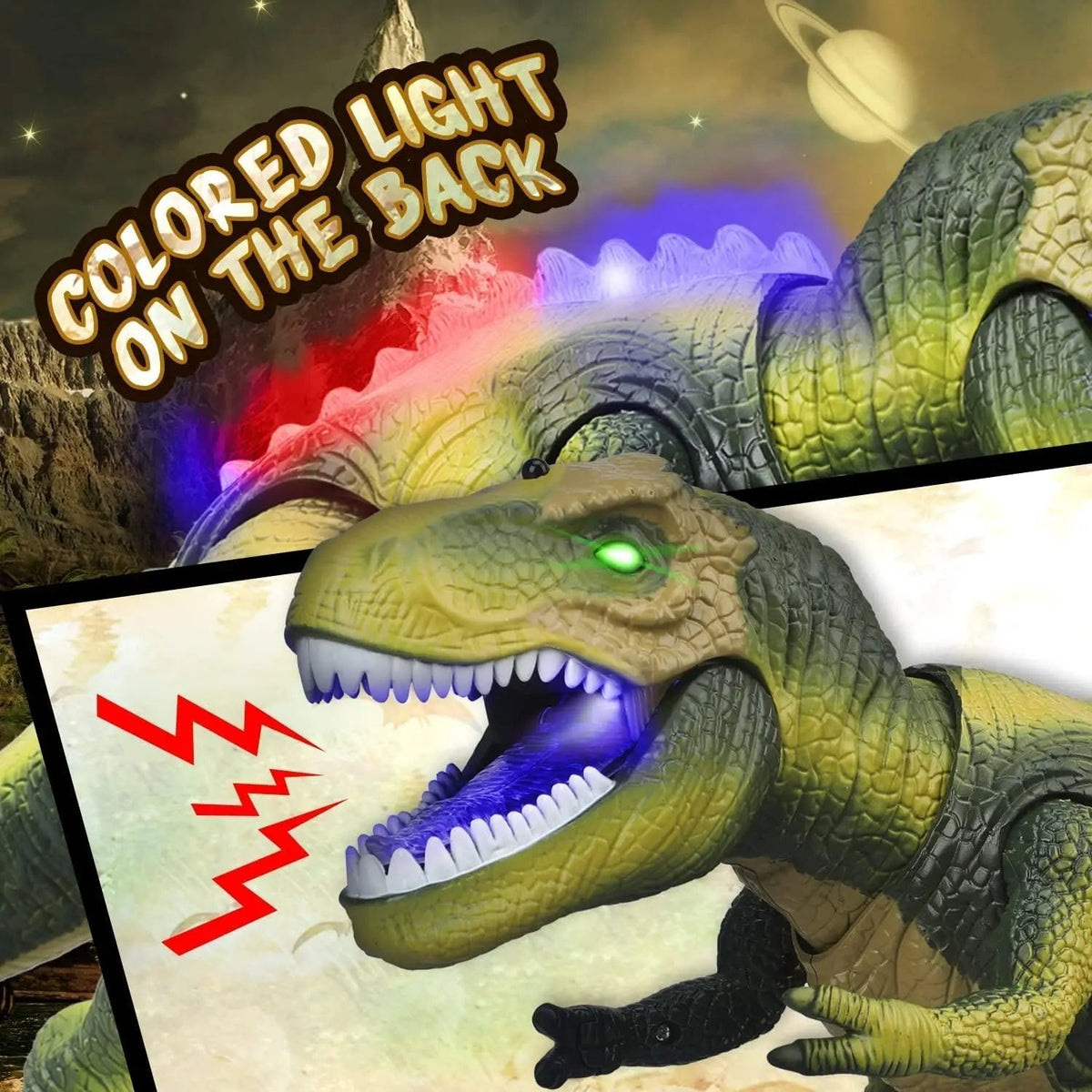 Remote Control T-Rex Dinosaur with LED Light, Walking & Roaring Realistic Dinosaur Toys