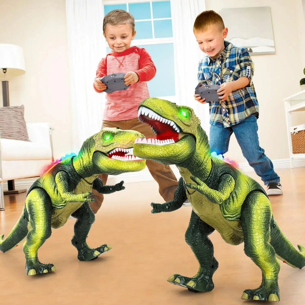 Remote Control T-Rex Dinosaur with LED Light, Walking & Roaring Realistic Dinosaur Toys