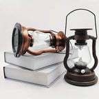 Retro Kerosene Lamp LED Horse Lantern Outdoor Waterproof Portable Rechargeable Solar Powered Flame Light