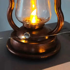 Retro Kerosene Lamp LED Horse Lantern Outdoor Waterproof Portable Rechargeable Solar Powered Flame Light