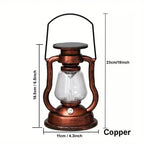 Retro Kerosene Lamp LED Horse Lantern Outdoor Waterproof Portable Rechargeable Solar Powered Flame Light