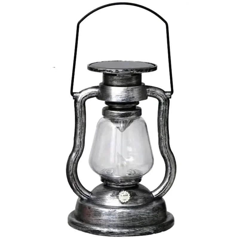 Retro Kerosene Lamp LED Horse Lantern Outdoor Waterproof Portable Rechargeable Solar Powered Flame Light