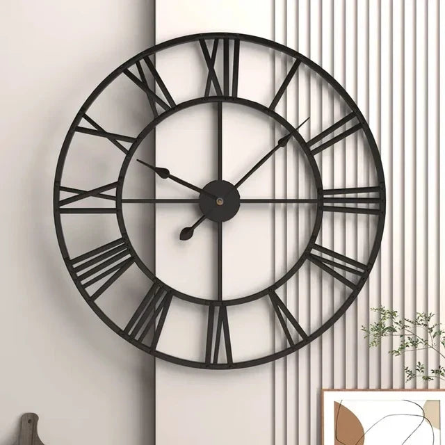 Retro Metal Roman Numeral Wall Clock