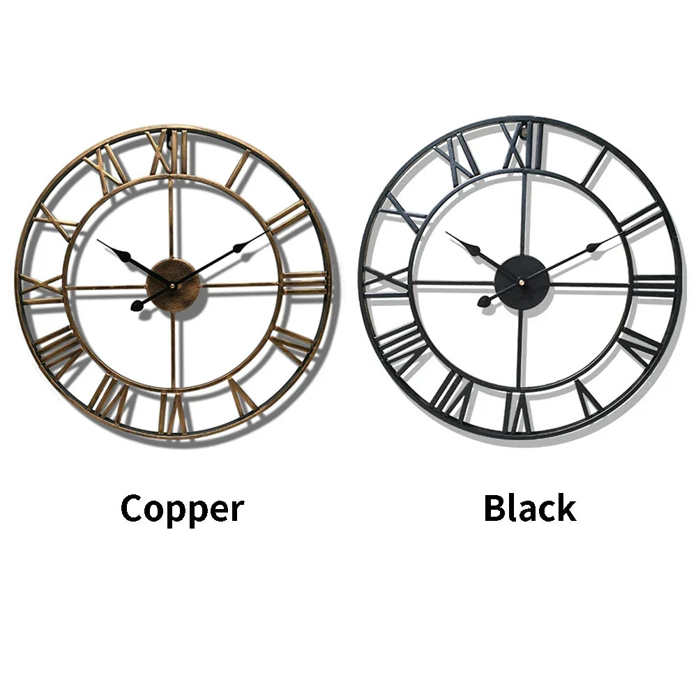 Retro Metal Roman Numeral Wall Clock