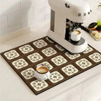 Absorbent Mat with Vintage Tile Design for Kitchen
