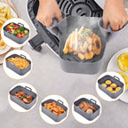 Reusable Air Fryer Silicone Pot Rectangle Replacement of Parchment Liners 6-8 Quart