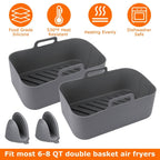 Reusable Air Fryer Silicone Pot Rectangle Replacement of Parchment Liners 6-8 Quart