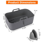 Reusable Air Fryer Silicone Pot Rectangle Replacement of Parchment Liners 6-8 Quart