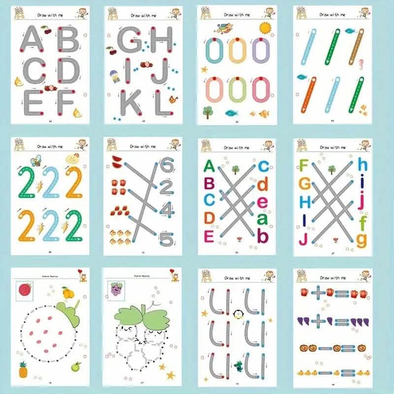 Reusable Magic Practice Workbook Set with Erasable Pen and Refills